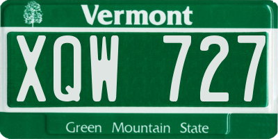 VT license plate XQW727