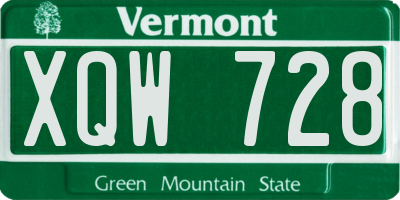 VT license plate XQW728