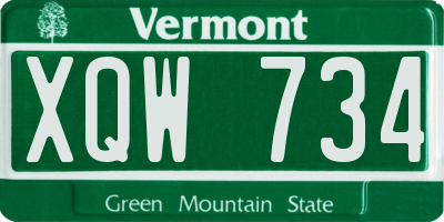 VT license plate XQW734