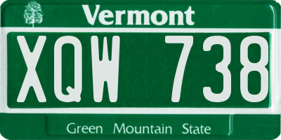 VT license plate XQW738