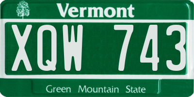 VT license plate XQW743
