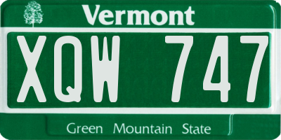 VT license plate XQW747