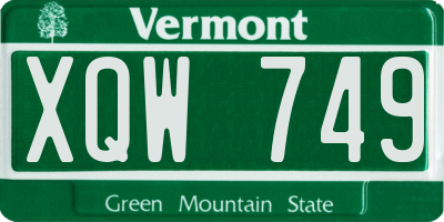 VT license plate XQW749