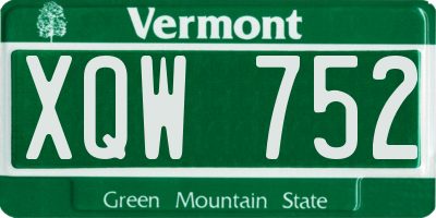 VT license plate XQW752