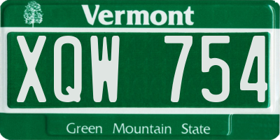 VT license plate XQW754