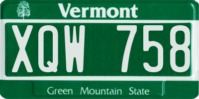 VT license plate XQW758