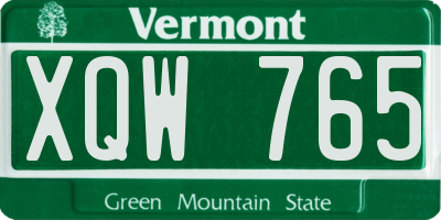 VT license plate XQW765