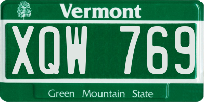 VT license plate XQW769
