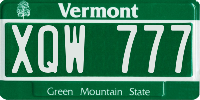 VT license plate XQW777
