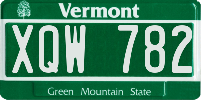 VT license plate XQW782