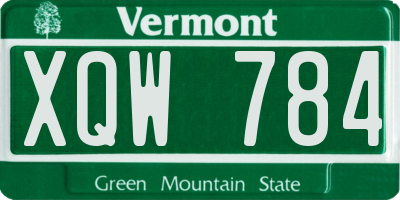 VT license plate XQW784