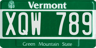 VT license plate XQW789