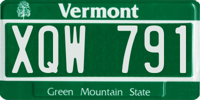 VT license plate XQW791