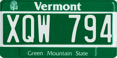 VT license plate XQW794