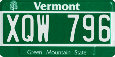 VT license plate XQW796