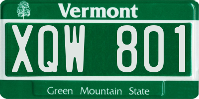 VT license plate XQW801