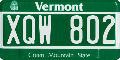 VT license plate XQW802