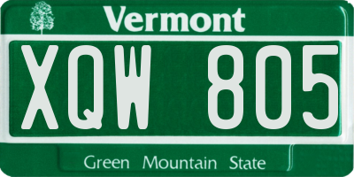 VT license plate XQW805