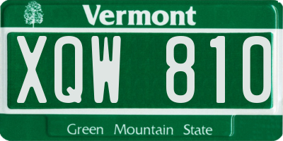 VT license plate XQW810