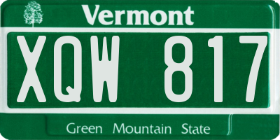 VT license plate XQW817