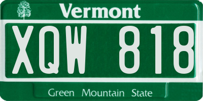 VT license plate XQW818