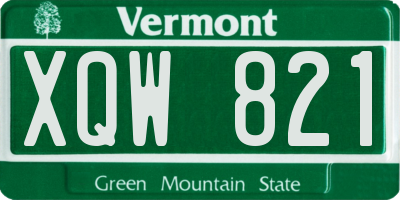 VT license plate XQW821