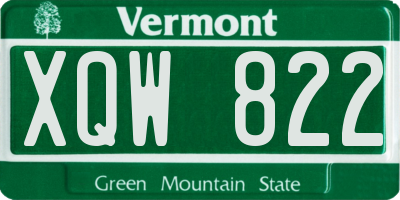 VT license plate XQW822