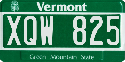 VT license plate XQW825