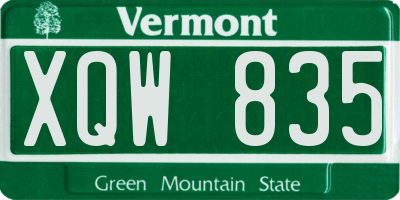 VT license plate XQW835