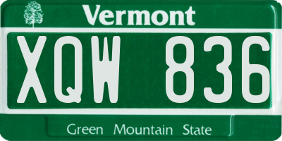 VT license plate XQW836