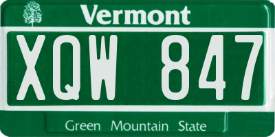 VT license plate XQW847