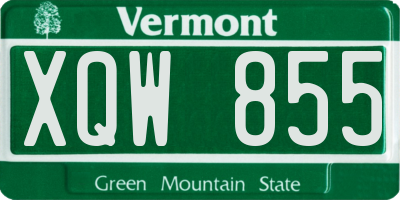 VT license plate XQW855