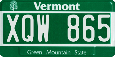 VT license plate XQW865