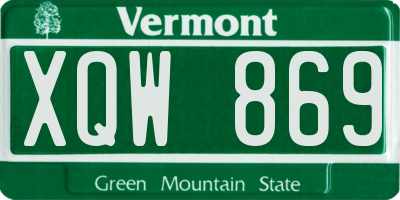 VT license plate XQW869