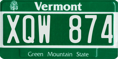 VT license plate XQW874