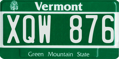 VT license plate XQW876