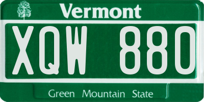VT license plate XQW880