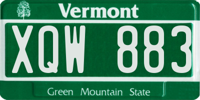 VT license plate XQW883