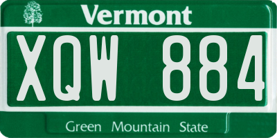 VT license plate XQW884