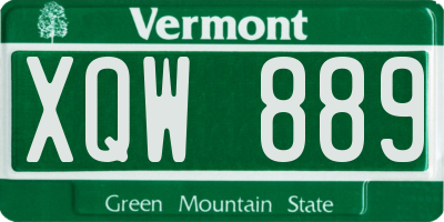 VT license plate XQW889
