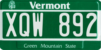 VT license plate XQW892