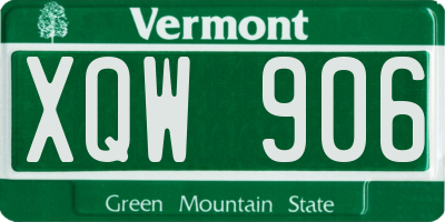 VT license plate XQW906
