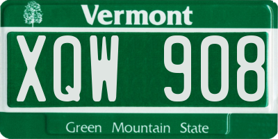 VT license plate XQW908