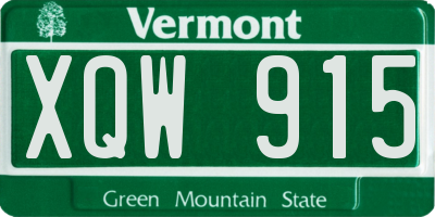 VT license plate XQW915