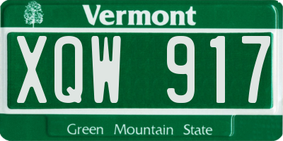 VT license plate XQW917