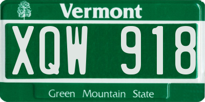 VT license plate XQW918