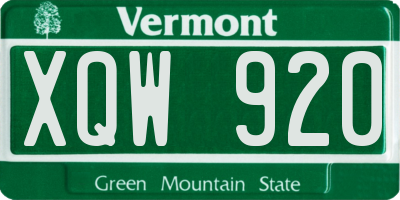 VT license plate XQW920