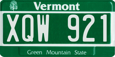 VT license plate XQW921