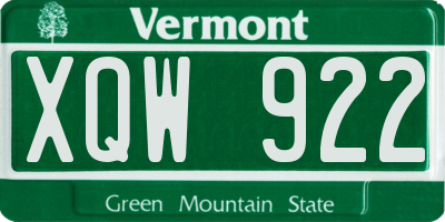 VT license plate XQW922