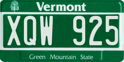 VT license plate XQW925